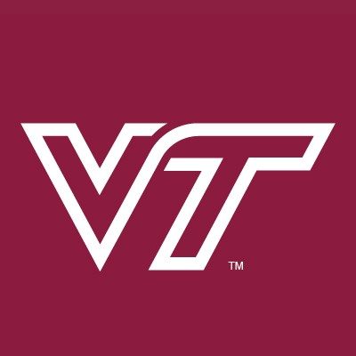 A white V and T on a maroon background.