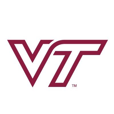 A maroon V and T on a white background.