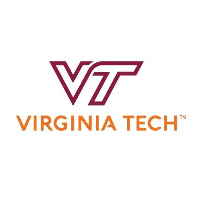 A maroon V and T on a white background. The words "Virginia Tech" are in orange.