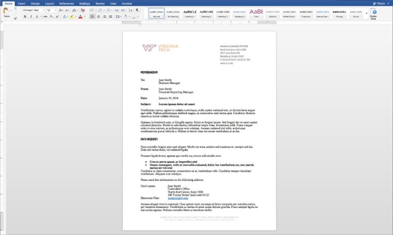 Word Letterhead with proper line spacing