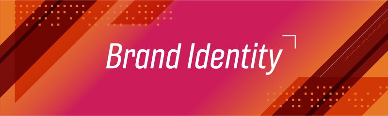 The words "Brand Identity" on a colorful background.