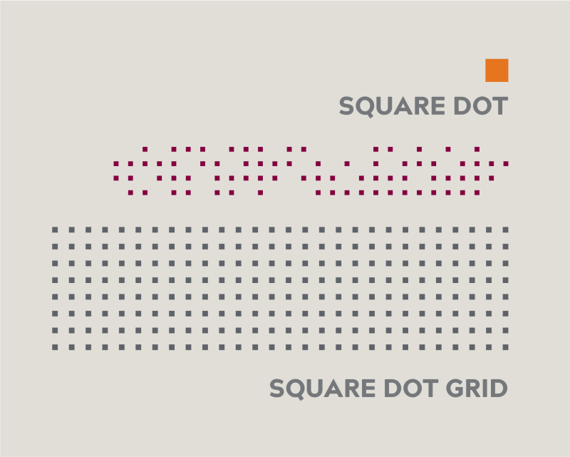 Examples of square dots and patterns.