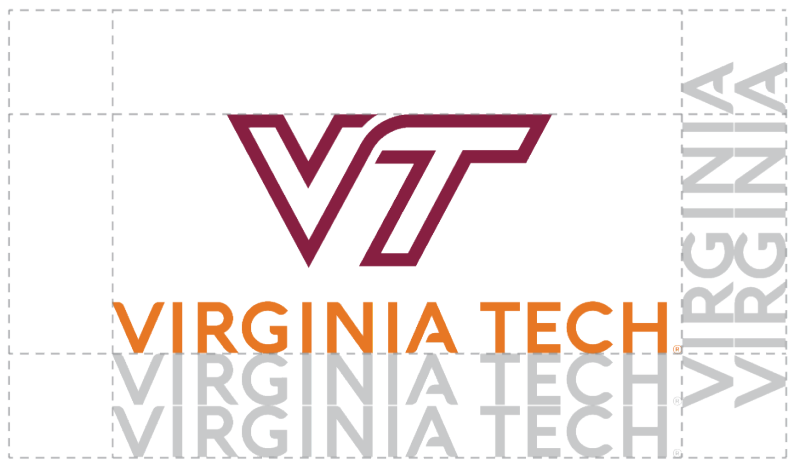 Protected area around the Virginia Tech vertical logo 